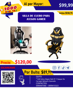 SILLA DE CUERO PARA JUEGOS GAMER