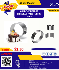 MOLDE CORTADOR CIRCULAR PARA TORTAS 3PCS