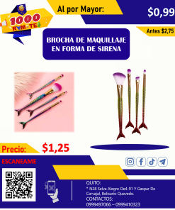 BROCHA DE MAQUILLAJE EN FORMA DE SIRENA