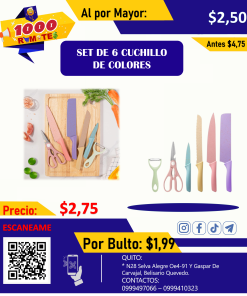 SET DE 6 CUCHILLO DE COLORES
