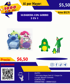 SACO PELUCHE CON CAPUCHA VARIOS DISEÑOS
