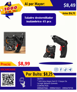 Taladro destornillador inalámbrico 45 pcs