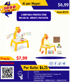 LAMPARA PROYECTOR MUSICAL JIRAFA INFANTIL