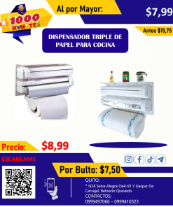 PORTA ROLLO TRIPLE DE PLASTICO