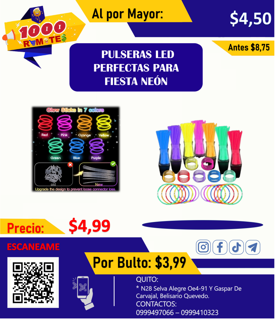 Pulsera Led PULSERAS LED PERFECTAS PARA FIESTA NEÓN - 1000 remates