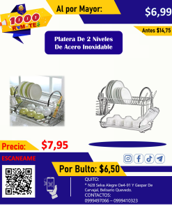 Platera de 3 niveles de acero inoxidable