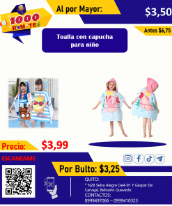 TOALLA CON CAPUCHA PARA NIÑO