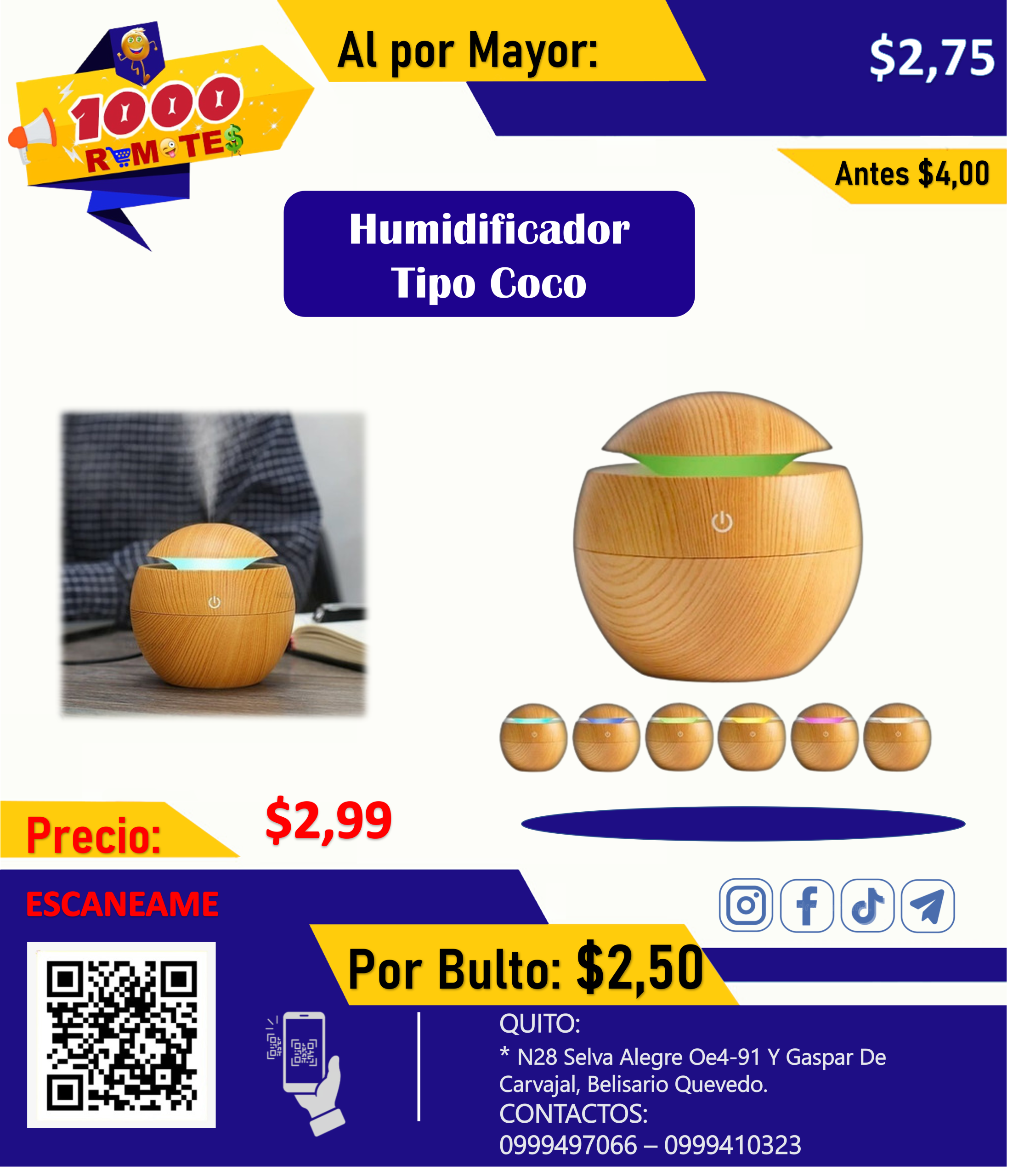 Humidificador De Madera Tipo Coco