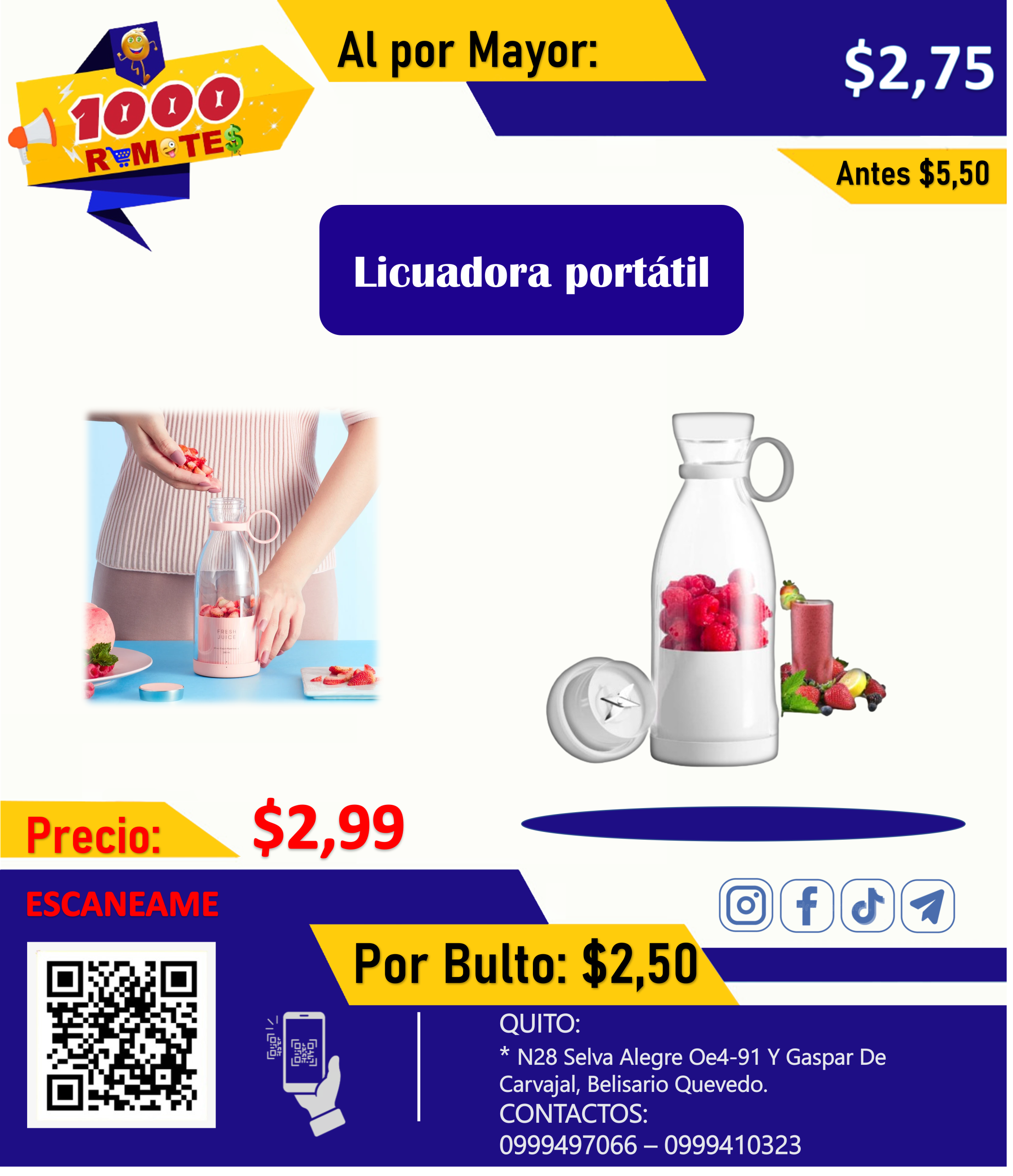 LICUADORA PORTÁTIL PARA JUGOS