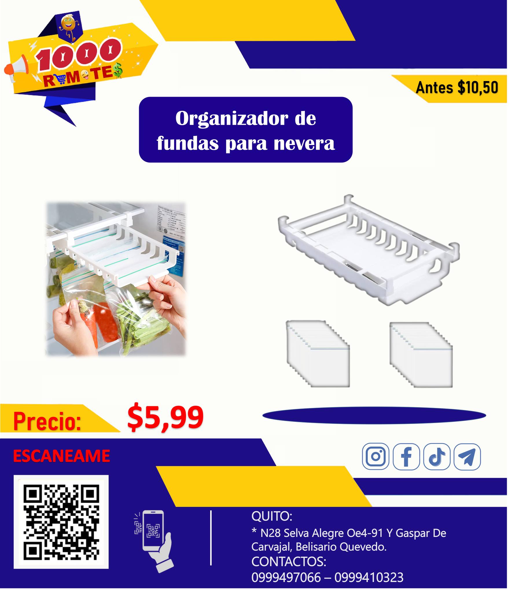 ORGANIZADOR DE FUNDAS PARA NEVERA