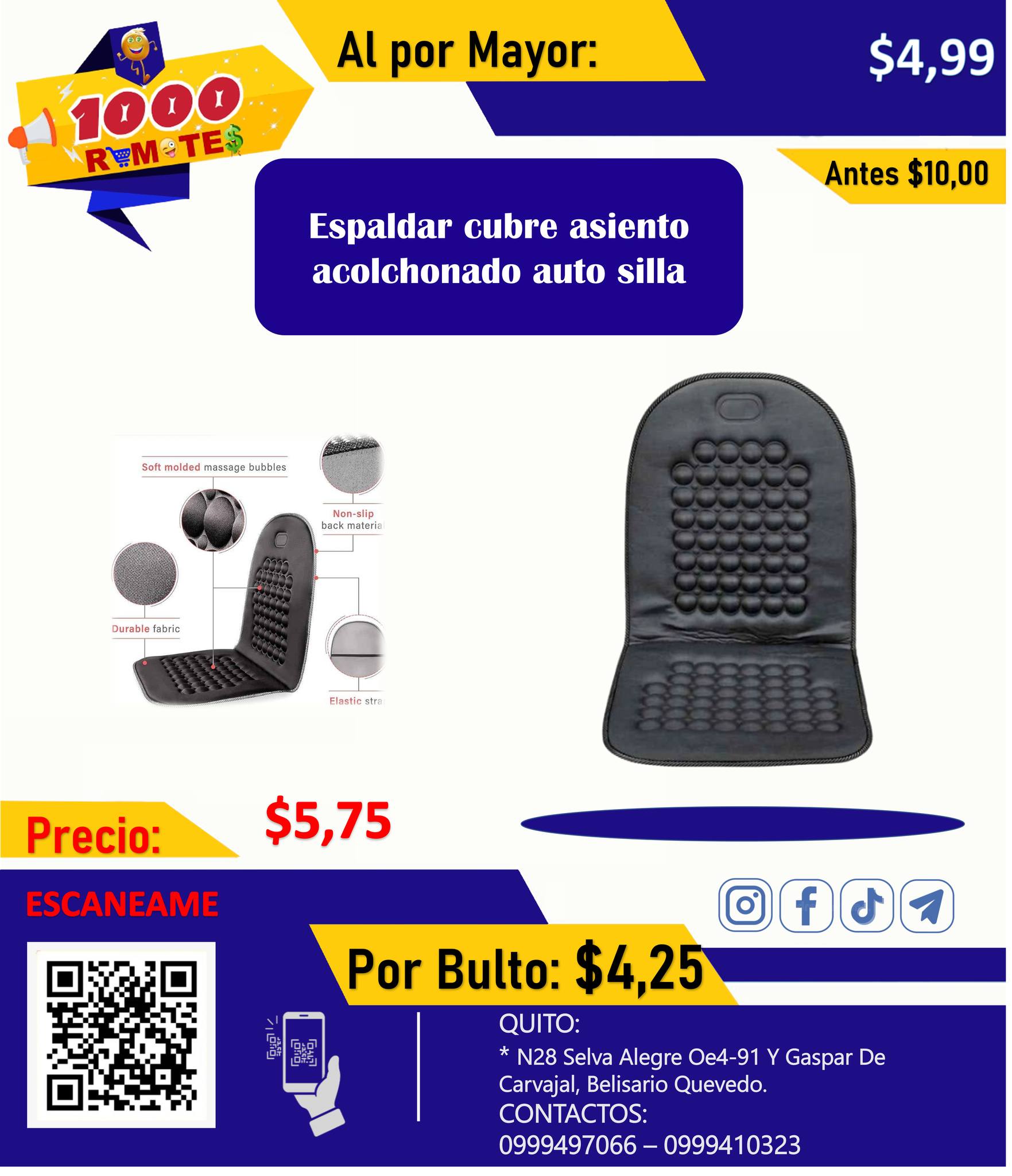 Espaldar cubre asiento para auto