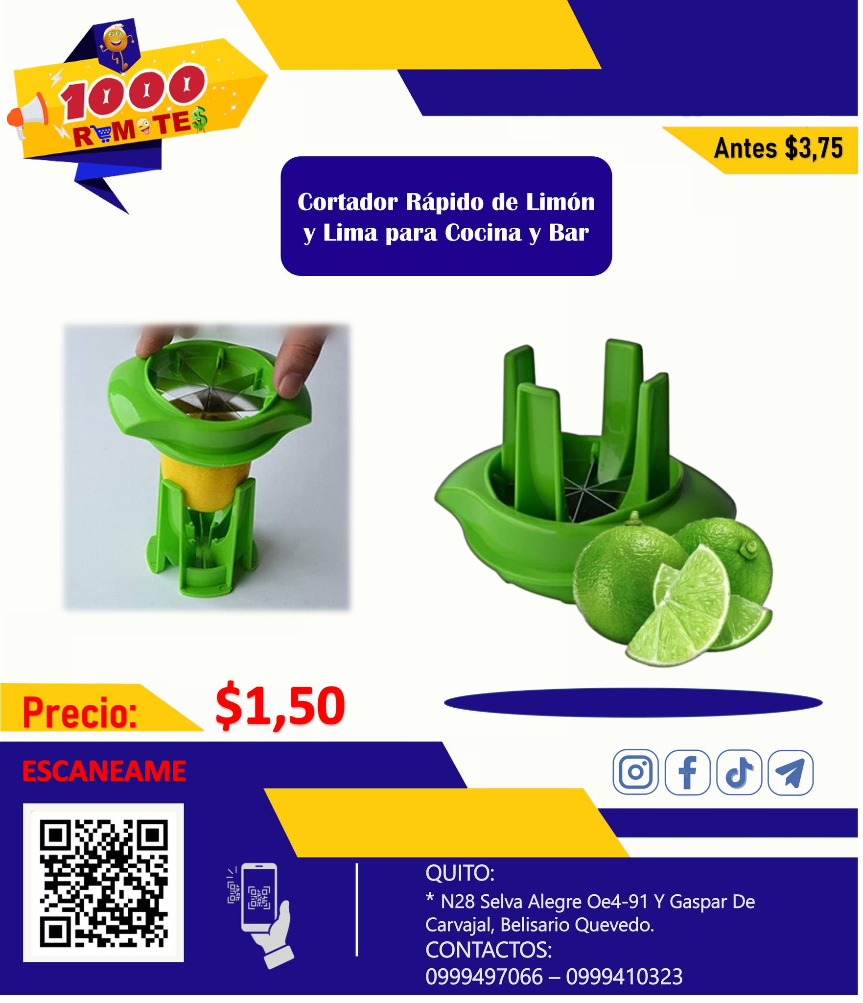 Cortador Rápido de Limón y Lima para Cocina y Bar