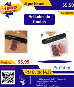 MÁQUINA EMPACADORA AL VACÍO, SELLADOR DE FUNDAS