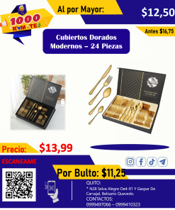 Cubiertos Dorados Modernos – 24 Piezas