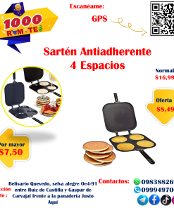Sartén Antiadherente 4 Espacios – ¡Remate Especial!