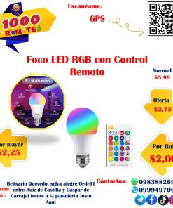 Foco Led RGB Con Control Remoto
