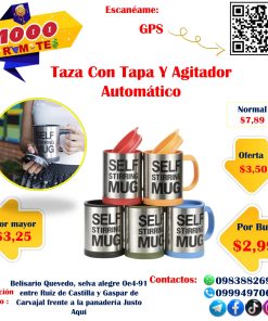 Taza Con Tapa y Agitador Automático